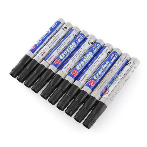 10x NEW Fine Black Whiteboard Marker Pens Dry Erase Easy Erase Erasable