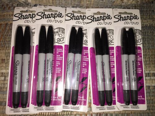 Sharpie 37023 2 CD/DVD Markers - Black LOT OF 5