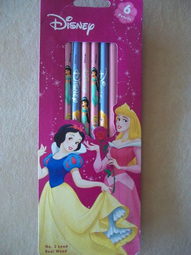 Disney Princess Set Of 6 #2 Lead Pencils By Tri-Coastal Design, NEW IN PACKAGE!!