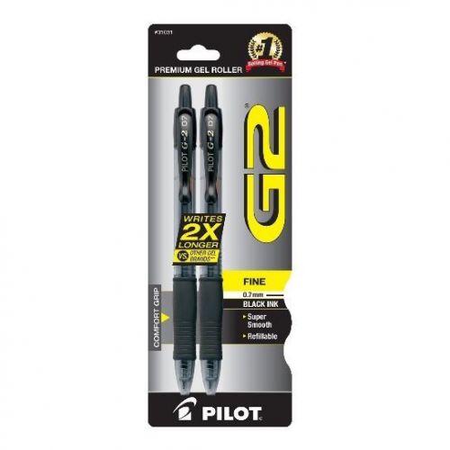 Pilot Gel Ink Pen Roller Ball Writes Point Note Student Office Gift Black 2 Pack