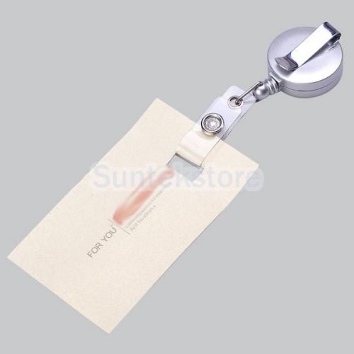 Office Retractable Reel Pull  Key ID Name Badge Tag Key Card Holder Metal Clip