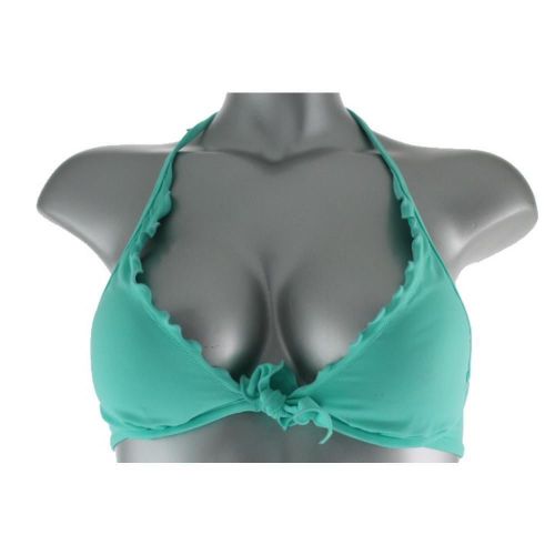 Victoria&#039;s Secret Seafoam/Mint Green Ruffled Halter Bikini TOP 36DD swimsuit bra