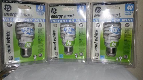 3 GE Energy Smart 10W -40w CFL Bulbs  cool white