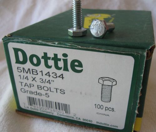 Dottie Hex Tap  Bolts Full Thread 1/4&#034;-3/4&#034; Qty 100