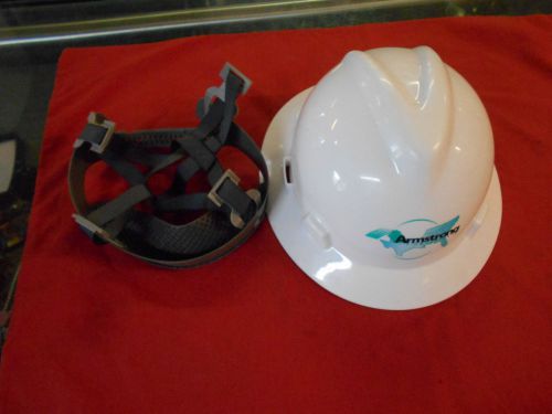 V-gard MSA White Medium protective construction safty hard hat Armstrong logo