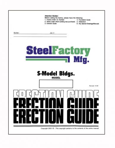 Steel Building Replacement Manuals Construction Guide and Instructions