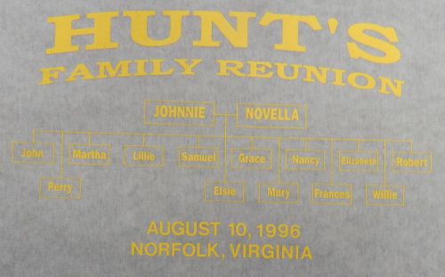 Hunt Family Reunion Norfolk VA 1996 Screen Print Transfer Wall Craft