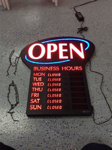 Open Sign W/ Hours Of Operation