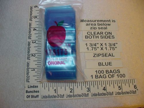 100 blue 1 3/4&#034; x 1 3/4&#034; colord 2m plastic zipseal bags for sale