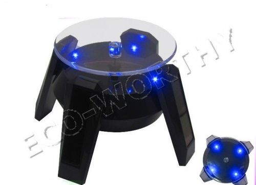 360° Auto Turntable Solar Powered Rotating Display Stand Plate table show LED