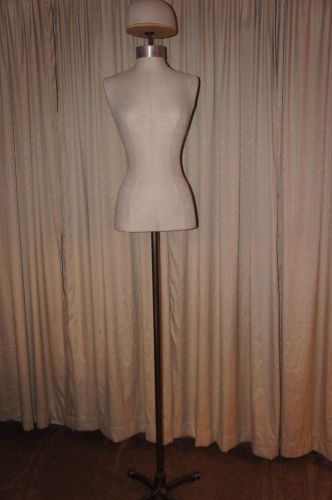 Female Mannequin Torso Form Dressmaker Female w/ Pole &amp; Cast Iron Base