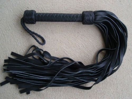 New mr thuddy black leather flogger 36 tails - amazing horse training tool for sale