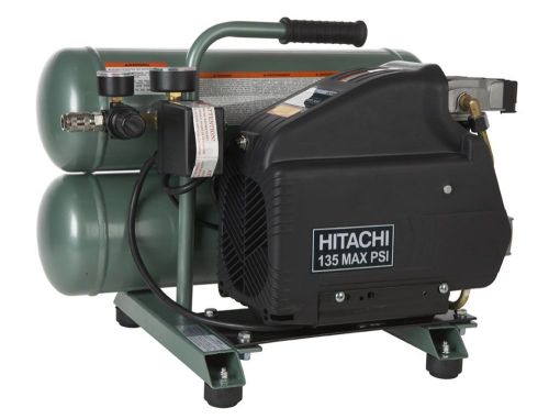 Hitachi 4-gal. 1.35 hp twin stack air portable compressor w 8 oz. synthetic oil for sale