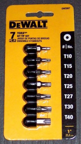 Dewalt dw2067 torx insert bit set, 7-piece set in a rubber clip for sale
