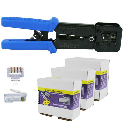 Platinum tools 100054 ez-rjpro hd crimp tool with ez-rj45 cat 6+ 300 connectors for sale