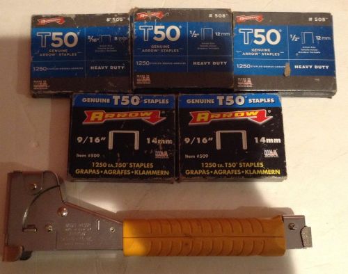 Arrow fastener ht50p heavy duty hammer tacker &amp; 5 packs of staples awesome mint for sale
