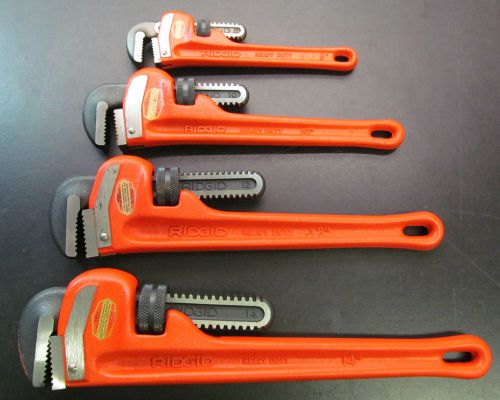 Ridgid Tools - 4 Pcs Set Straight Pipe Wrench 8&#034;, 10&#034;, 12&#034;, 14&#034; - Made In USA