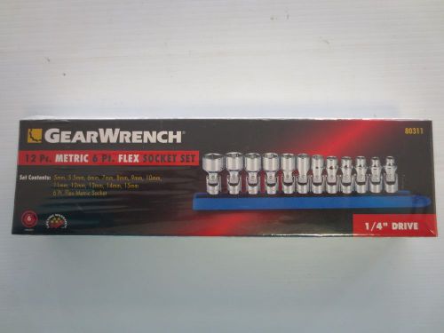GEARWRENCH 80311 12 Piece 1/4 Flex 6 Point Metric Socket Set NEW!