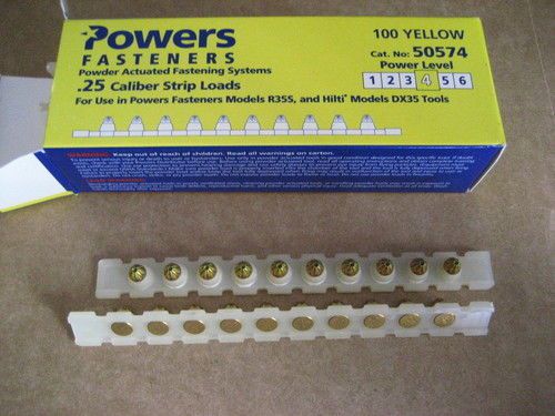 LOT OF 2 BOXES POWER FASTENERS 50574 .25CALIBER LOAD STRIPS YELLOW
