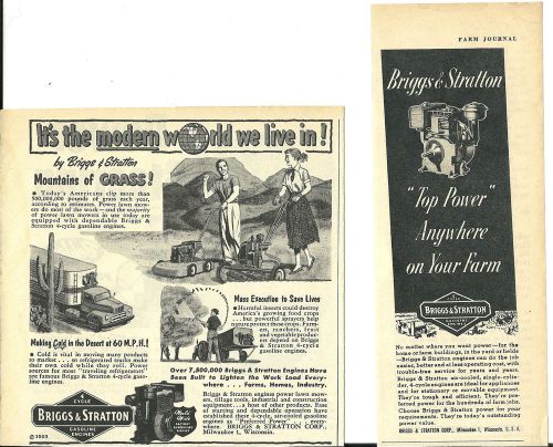 1949 &amp; a 1953 Briggs &amp; Stratton Corp.Milwaukee,Wis.Gas Engines  ads
