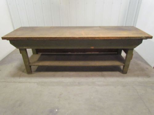 Vintage industrial butcher block workbench table wooden frame 96x28x33&#034; for sale