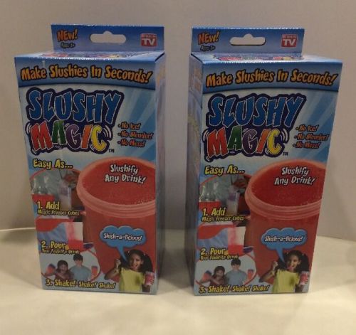 2 Ice Magic Slushy Frozen Beverage Juice Icy Slushee Slush Slushie Maker Cup