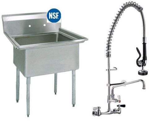 Stainless steel (1) one compartment prep mop sink 26 x 26 with faucet for sale