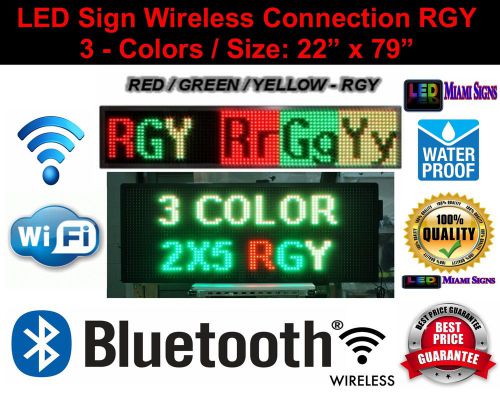 LED Sign 3 Color Wireless Connection 79&#034; RGY Programmable Outdoor Message Wi-Fi