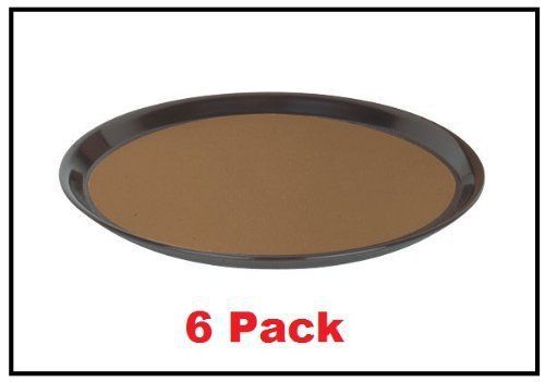 NEW 6 Pack 14&#034; Round Non-Slip Cork Surface Serving Tray Brown Restaurant Food