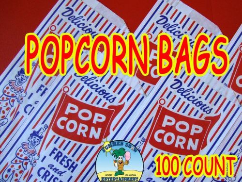 100 1 Ounce oz Popcorn Bags Paper Theater Concession #1