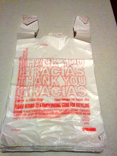 200ct Large 1/6 Thank You T-shirt Plastic Grocery Shopping Bags With Handle