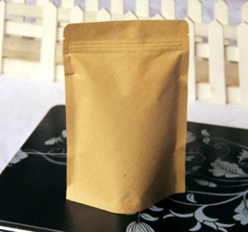20x high quality stand up with zipper kraft paper pouch tea packaging bags 13*18 for sale