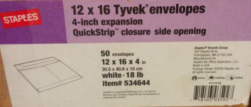 Staples 12&#034; x 16&#034; Tyvek QuickStrip Catalog Envelopes w/ 2&#034; Expansion, 100/box