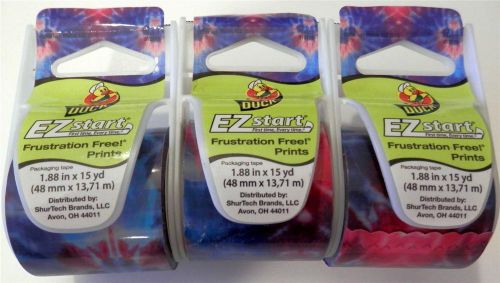 Set of 3 Duck EZ start Pattern Print Tie Dye Splatter Packaging Tape