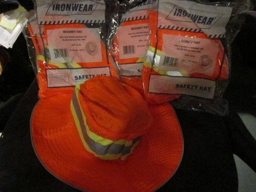 HI VISIBILITY BOONIE MESH HATS (5) W/T REFLECTIVE STRIPE BY IRONWEAR