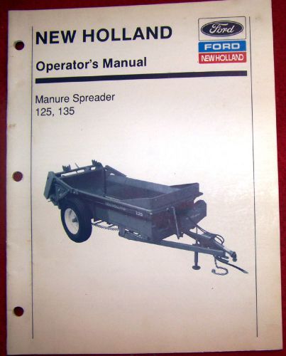 Ford New Holland Operators manual 125, 135 Manure Spreader
