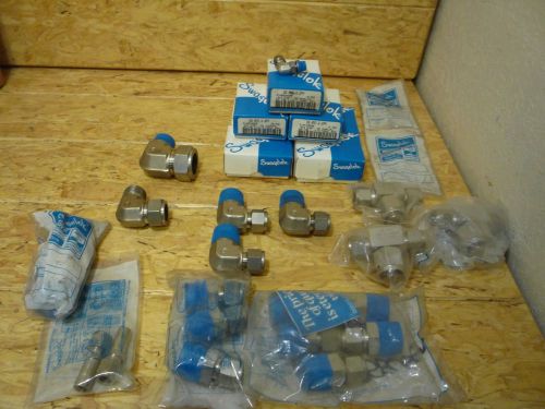 Massive lot of new swagelok fittings stainless steel t&#039;s, elbows  free shipping for sale