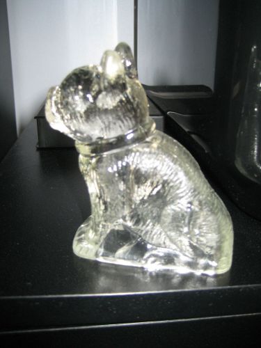 Clear glass Boston Terrier french bulldog candy container dog