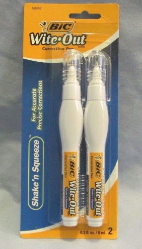 WiTE OUT Correction Pen SHAKE &#039;n SQUEEZE White Out Fluid liquid paper BIC 2 Pack