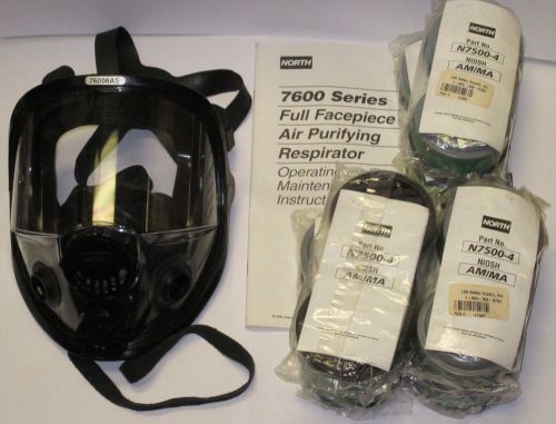 North 76008a full face respirator with (12) n7500-4 filters and manual for sale