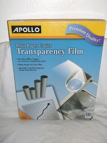 APOLLO PP100C PLAIN PAPER COPIER TRANSPARENCY FILM~ 98 SHEETS (8.5 X 11)