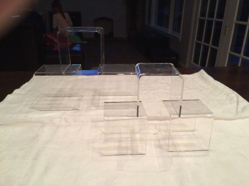 Set of 7 Acrylic Clear Riser 4&#034; 3&#034; Stand  Display Jewelry