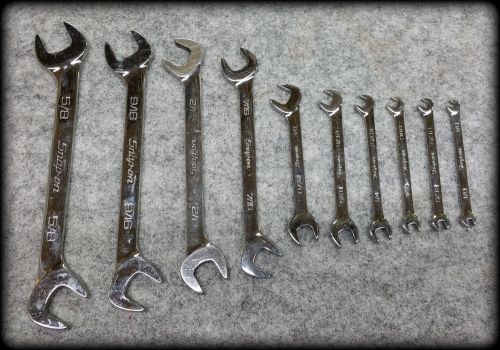 Snap On 10 Piece 4 Way Angle Head / Open End Wrench Set 1/8&#034; to 5/8&#034; Clean