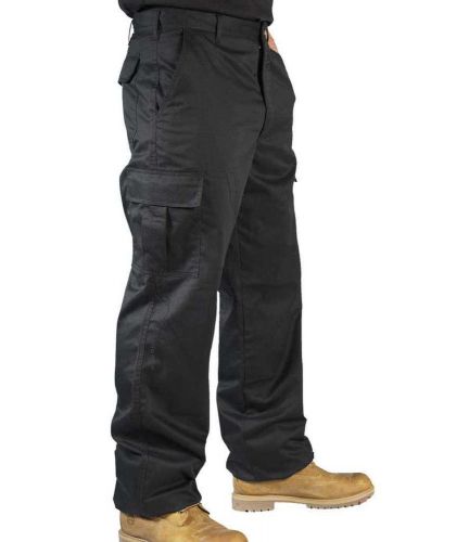 Mens Combat Cargo Work Trousers Size 28 to 52 Black Or Navy - SHOP STOCK 902 903