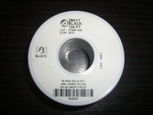 2841/1 BK005 Hook-up Wire 30AWG SOLID PTFE 100ft SPOOL BLACK 542542-001