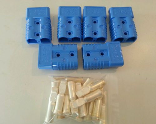 LOT OF 6 ANDERSON HOUSING CONNECTORS SB175 BLUE &amp; #2 contact&#039;s. (NEW)