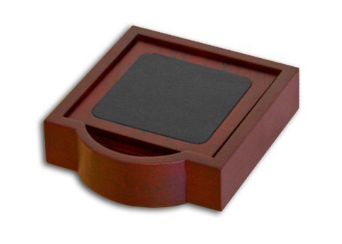 NEW Dacasso Rosewood and Leather 4 Coaster Set