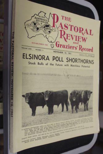 PASTORAL REVIEW and GRAZIERS&#039; RECORD November 1961 STUD CATTLE &amp; SHEEP