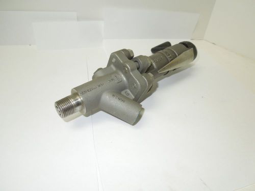 Strahman sv600 tank bottom valve 3/8&#034; fnpt x 1/2&#034; mnpt w/ indicator  &lt;020h4 for sale