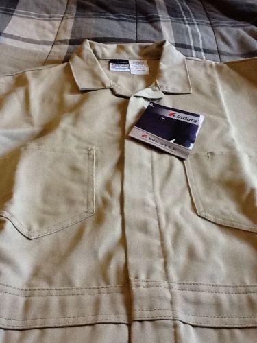 Large Indura FRC Work Industrial Men&#039;s Khaki Coverall Long Sleeve Brand New! FR